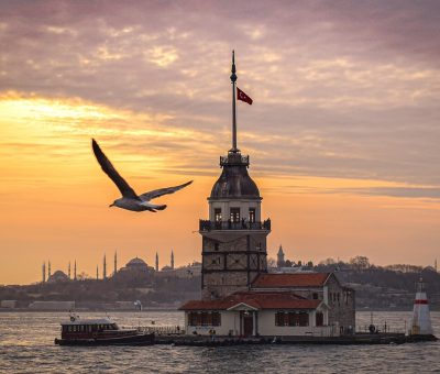 river, sunset, maiden's tower views